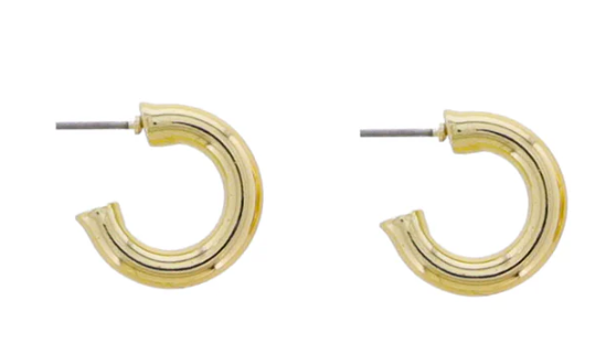 GOLD TUBULAR HUGGIE EARRING