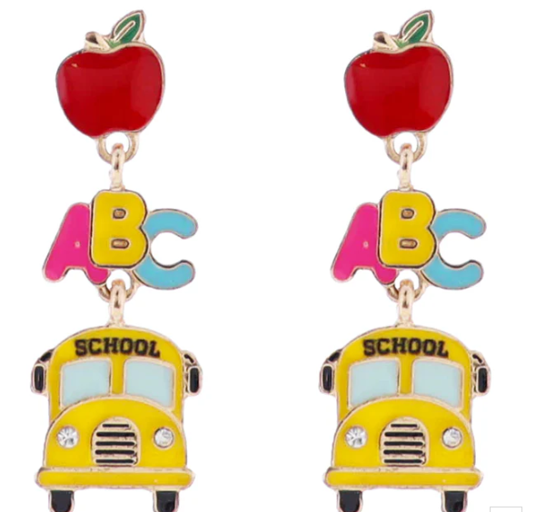 ABC YELLOW SCHOOL BUS EARRINGS