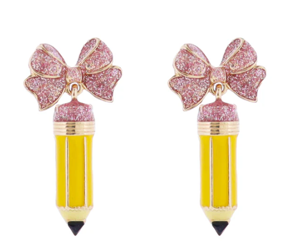 BOW POST YELLOW PENCIL EARRINGS