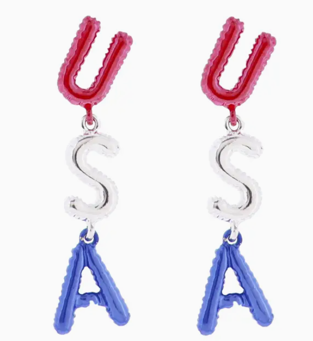 RED SILVER BLUE USA EARRINGS