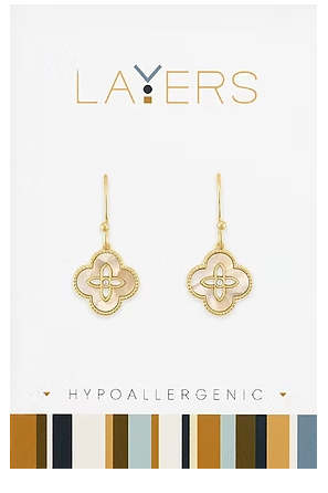 GOLD SEASHELL QUATREFOIL EARRING