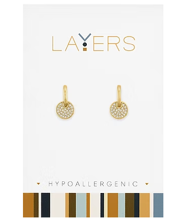 GOLD CS COIN HUGGIE EARRINGS