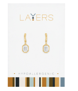 GOLD EMERALD HUGGIE EARRINGS