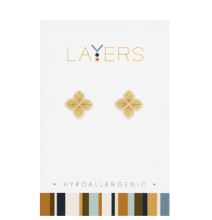 GOLD QUATREFOIL STUD EARRINGS