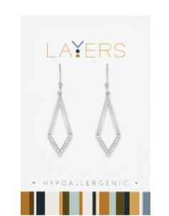 SILVER GEO HALF CZ EARRINGS