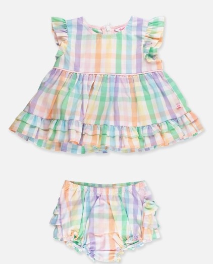 RAINBOW PLAID BLOOMER SET