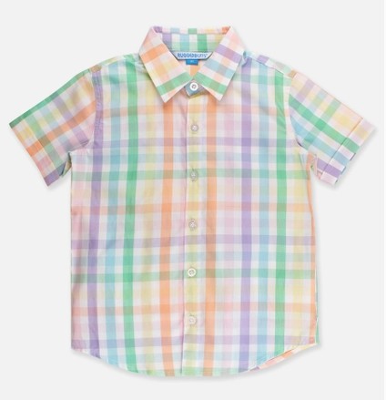 RAINBOW PLAID BUTTON UP