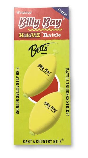 YELLOW OVAL RATTLE FLOAT 2.5" 2PK