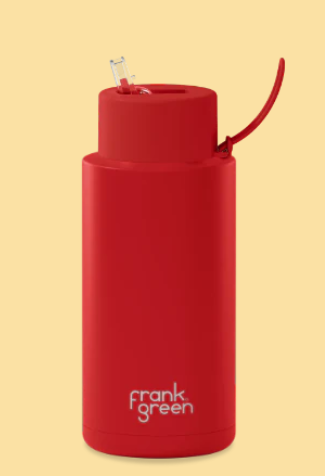 34OZ RED FLIP STRAW LID BOTTLE