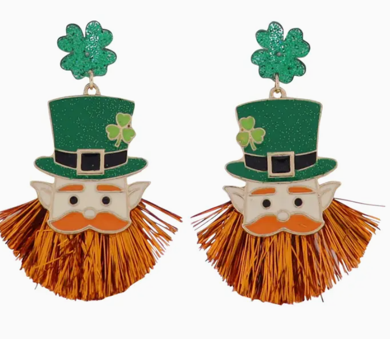 FRINGE BEARD LEPRECHAUN EARRINGS