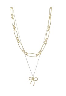 GOLD BOW LAYER CHAIN NECKLACE