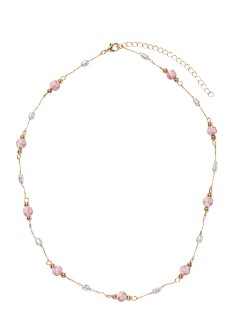 PINK FLORAL BEAD NECKLACE