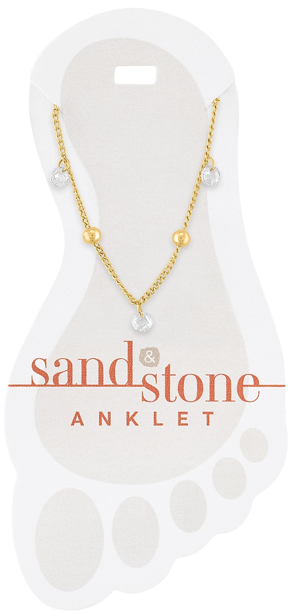 GOLD BALL CZ DANGLE ANKLET