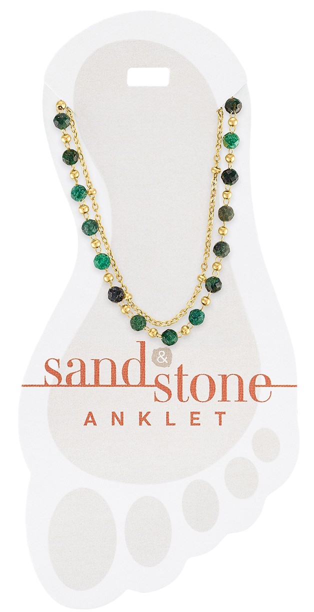 GOLD GREEN BEAD DUO ANKLET
