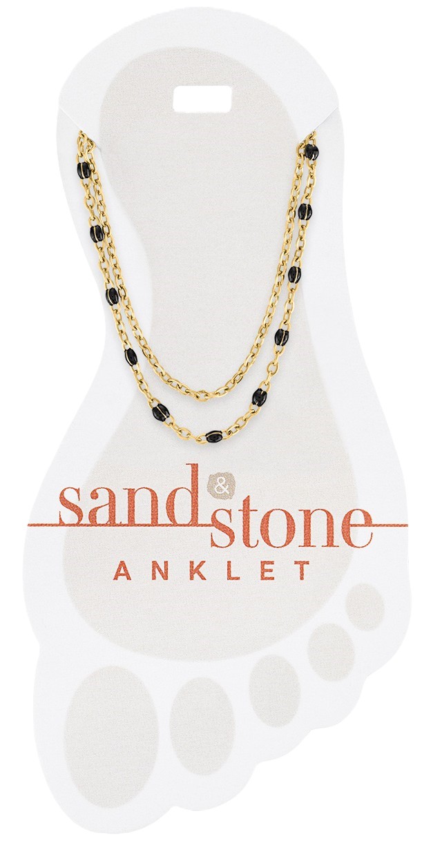 GOLD PETITE BLACK BEAD ANKLET