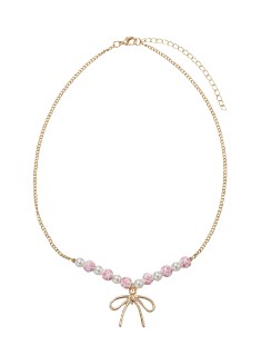 PEARL PINK FLORAL BEAD NECKLACE
