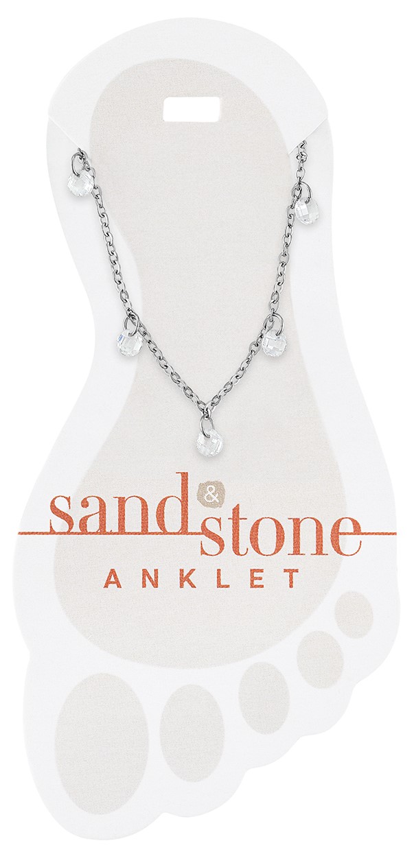 SILVER BALL CZ DANGLE ANKLET