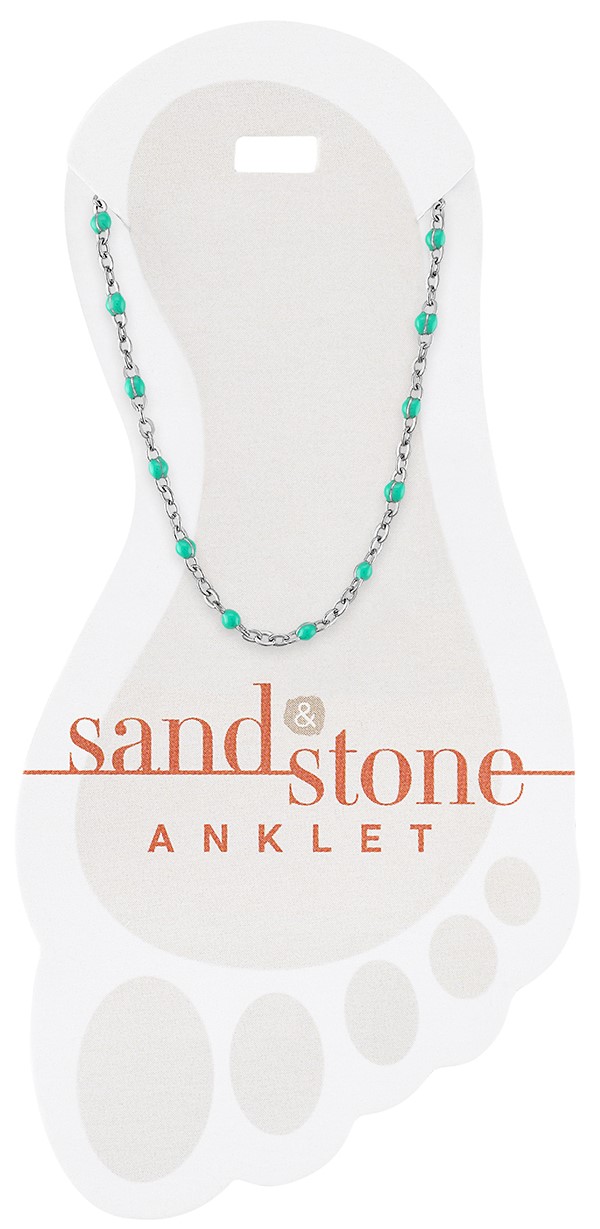 SILVER BLUE BEAD CHAIN ANKLET