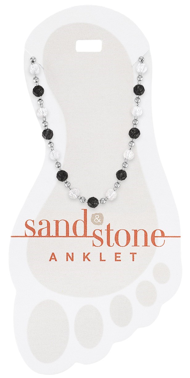 SILVER GRAY STONE ANKLET