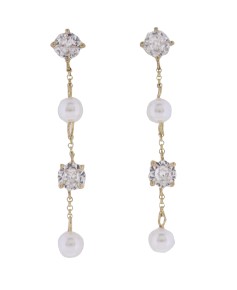 CLEAR CRYSTAL PEARL EARRINGS
