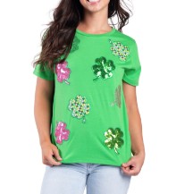 LUCKY GIRL GREEN CREW NECK