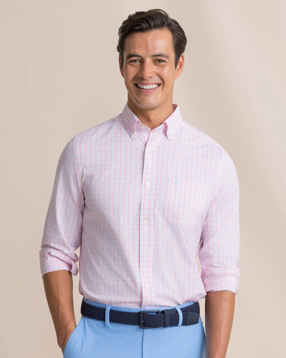 ORCHID PRECHECK PLAID SHIRT