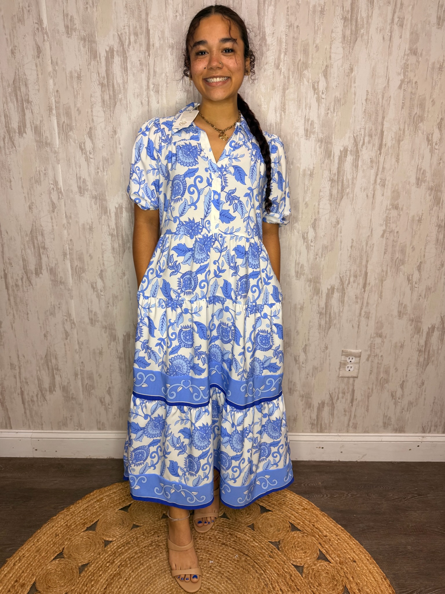 ELOISE PORCELAIN VINES DRESS