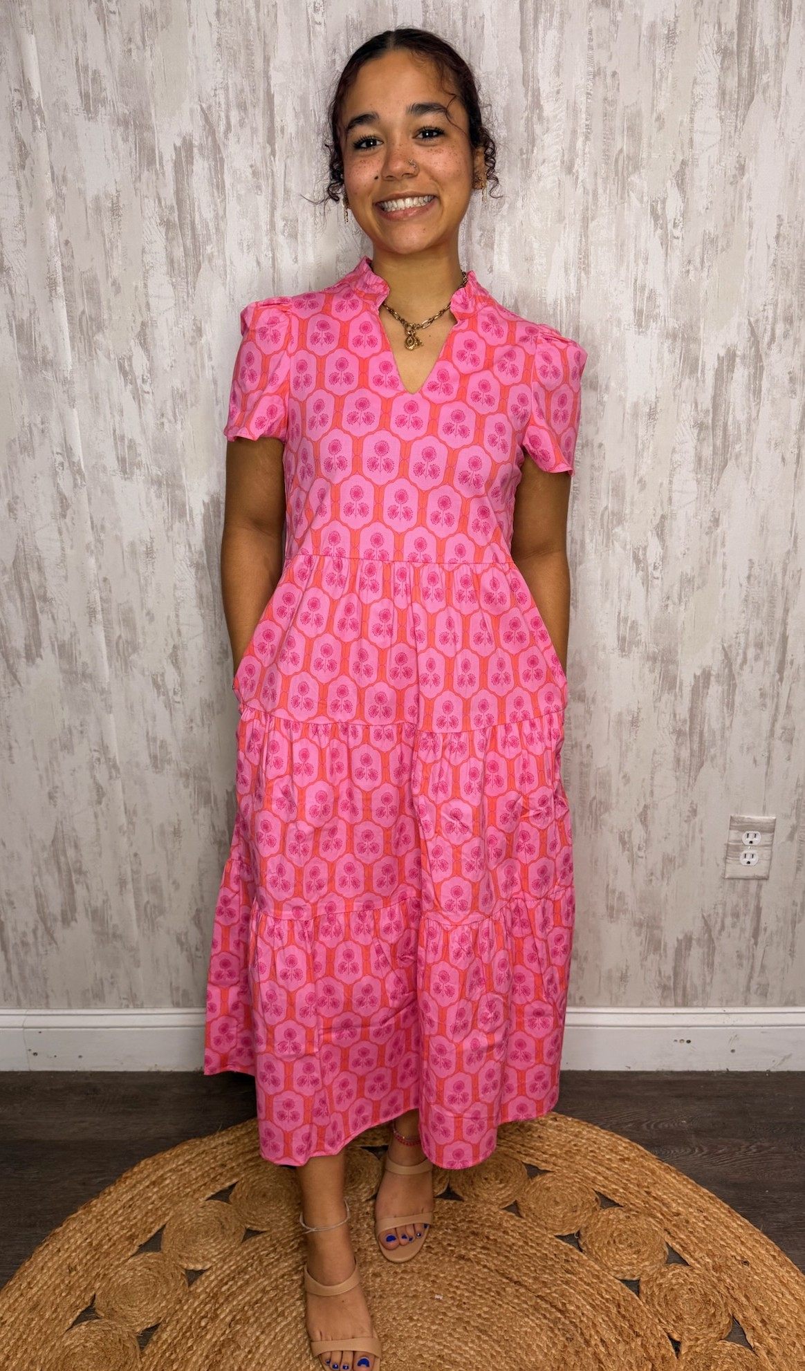 IVY ROSETTE CHARM PINK DRESS