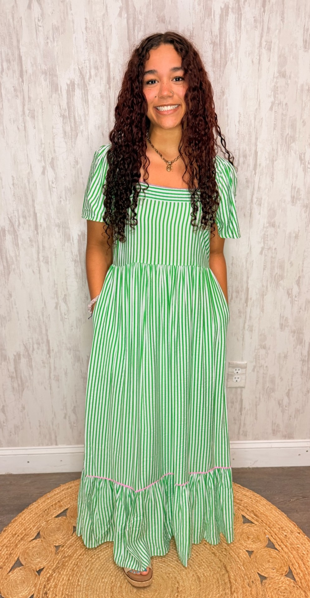 MILENA GREEN&WHITE DRESS
