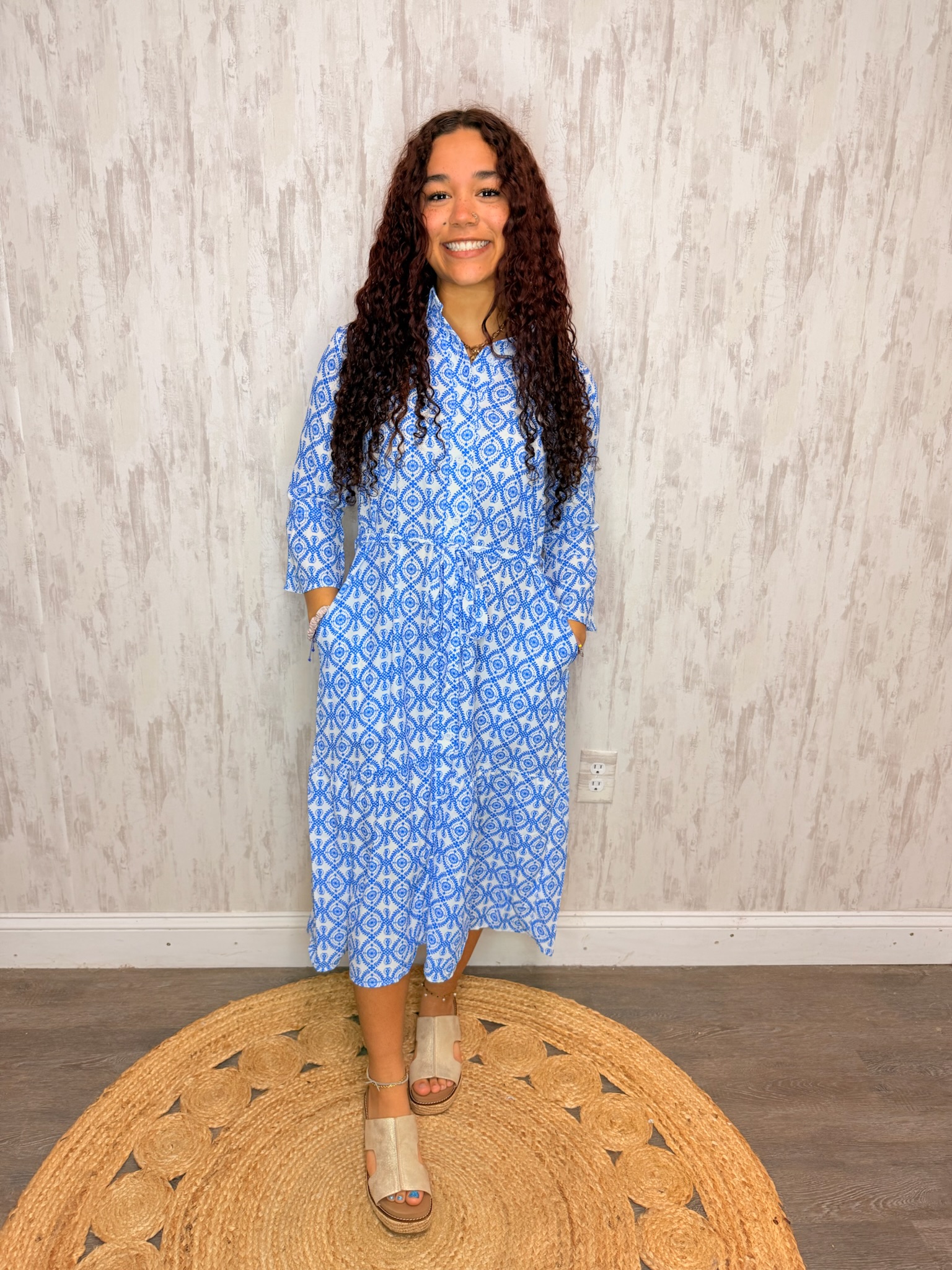 BLUE FLORAL LACE DIANE DRESS