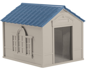 LARGE BLUE/TAUPE DOGHOUSE