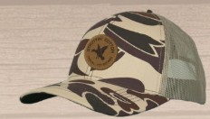 LEATHER WOODIE PATCH CAMO HAT