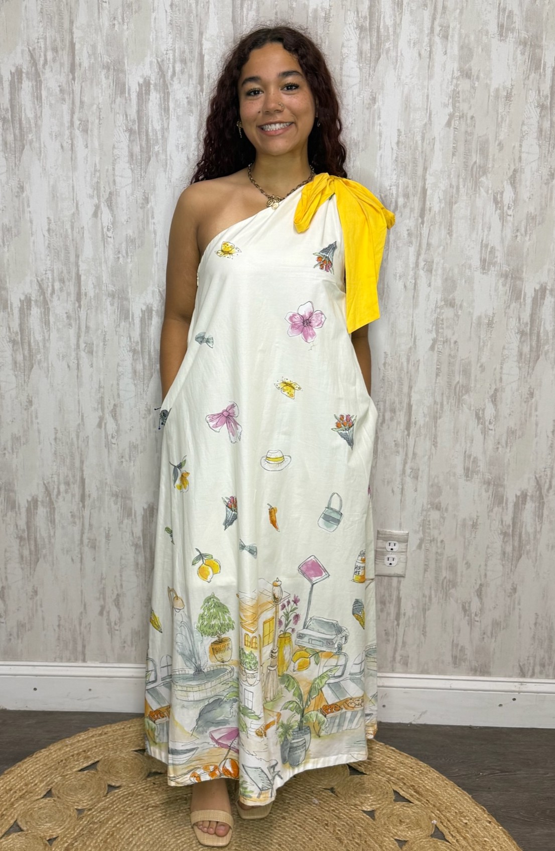 ONE SHOULDER TIE DRESS