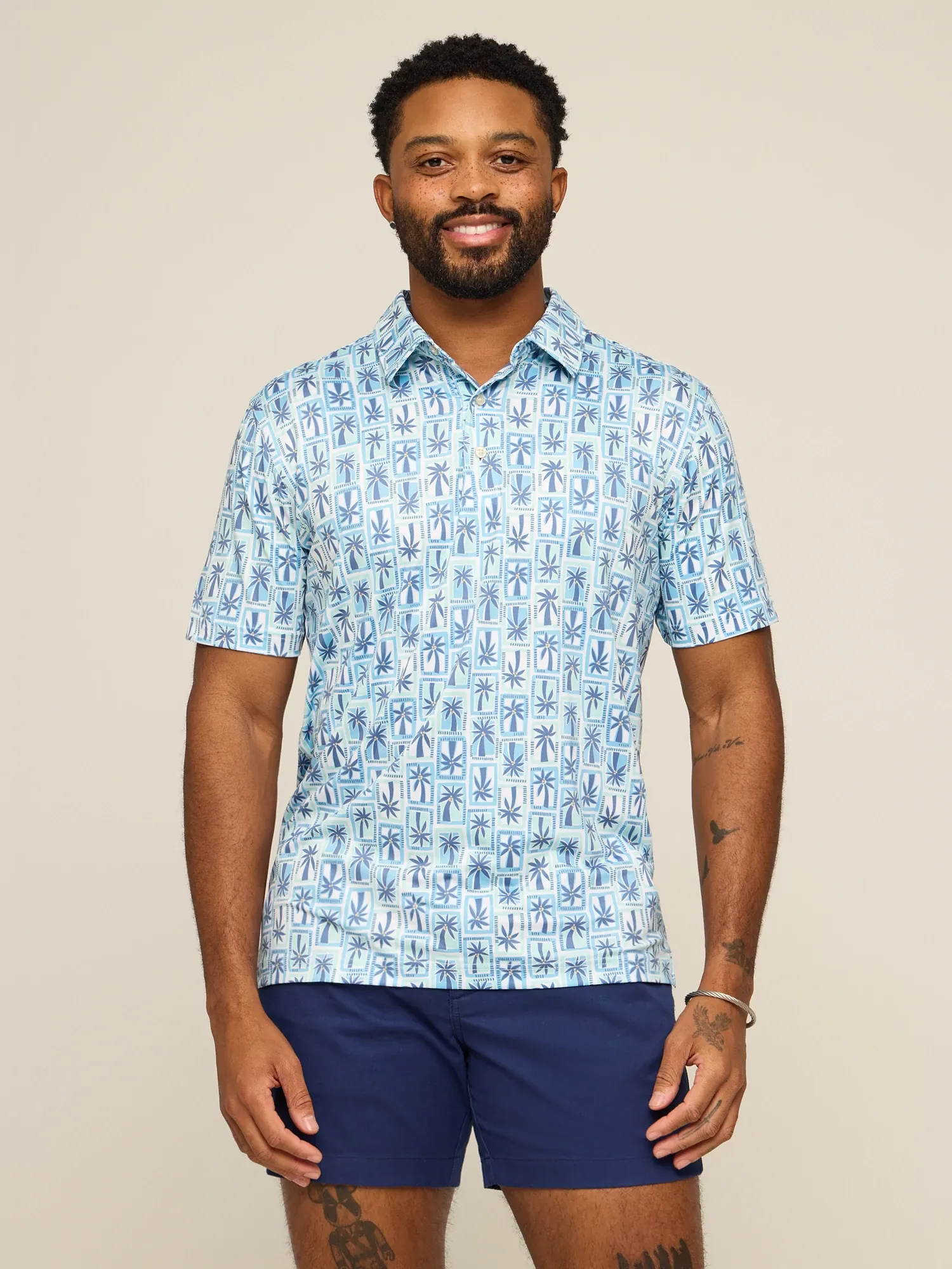 BLUE MIAMI MOSAIC POLO