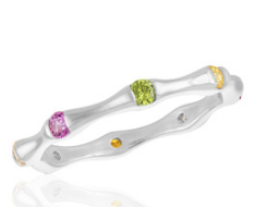 RAINBOW CZ BAMBOO STACK RING