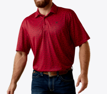 RED ALL OVER PRINT POLO MEDIUM