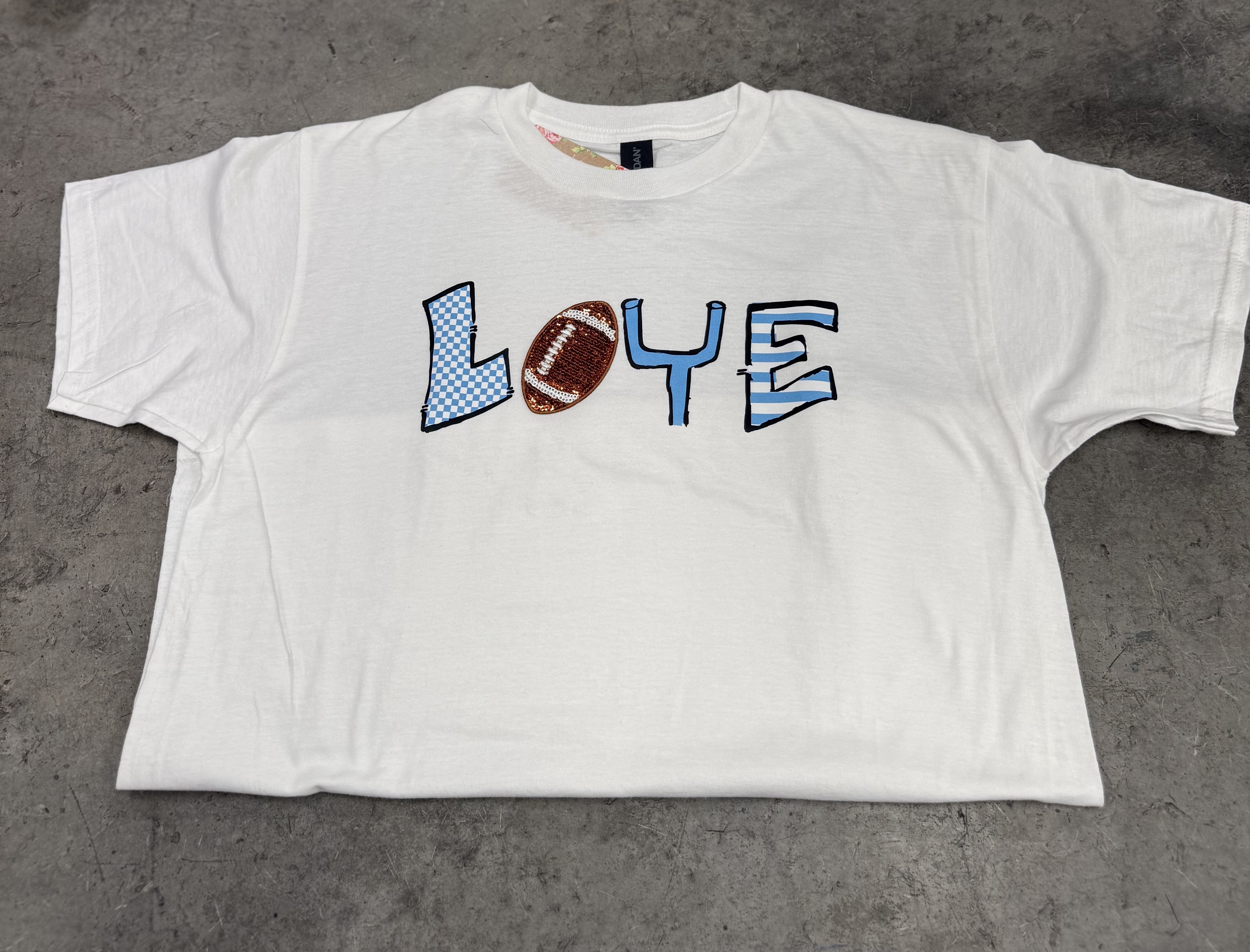 BLUE LOVE FOOTBALL TEE YL