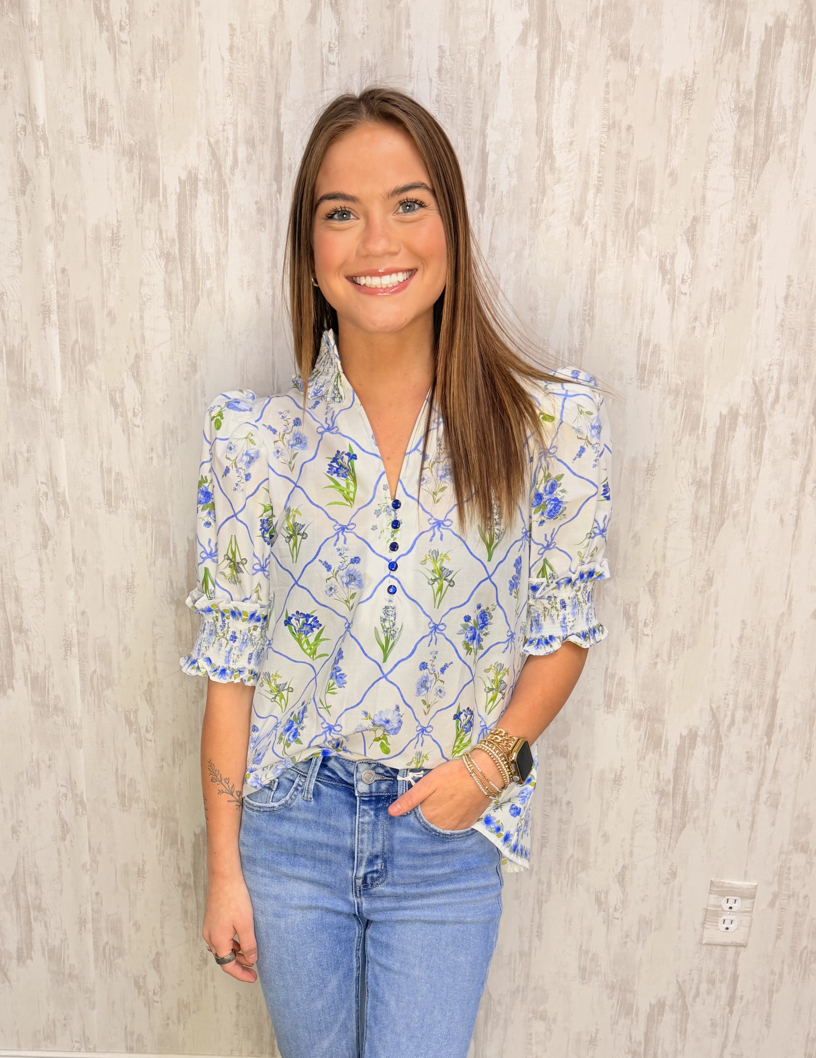 BOTANICAL RUFFLE TOP