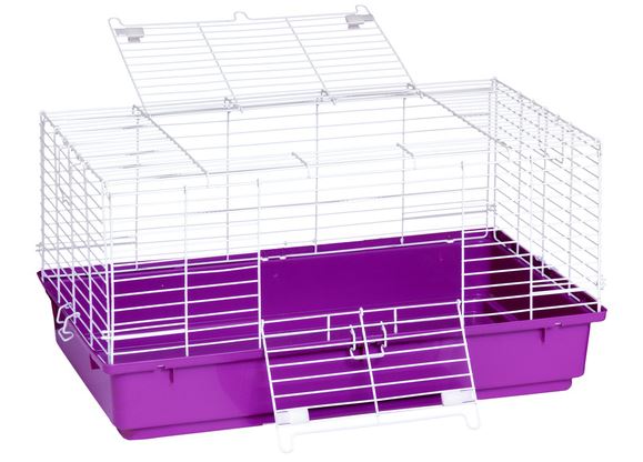 PURPLE PLASTIC BOTTOM RABBIT CAGE