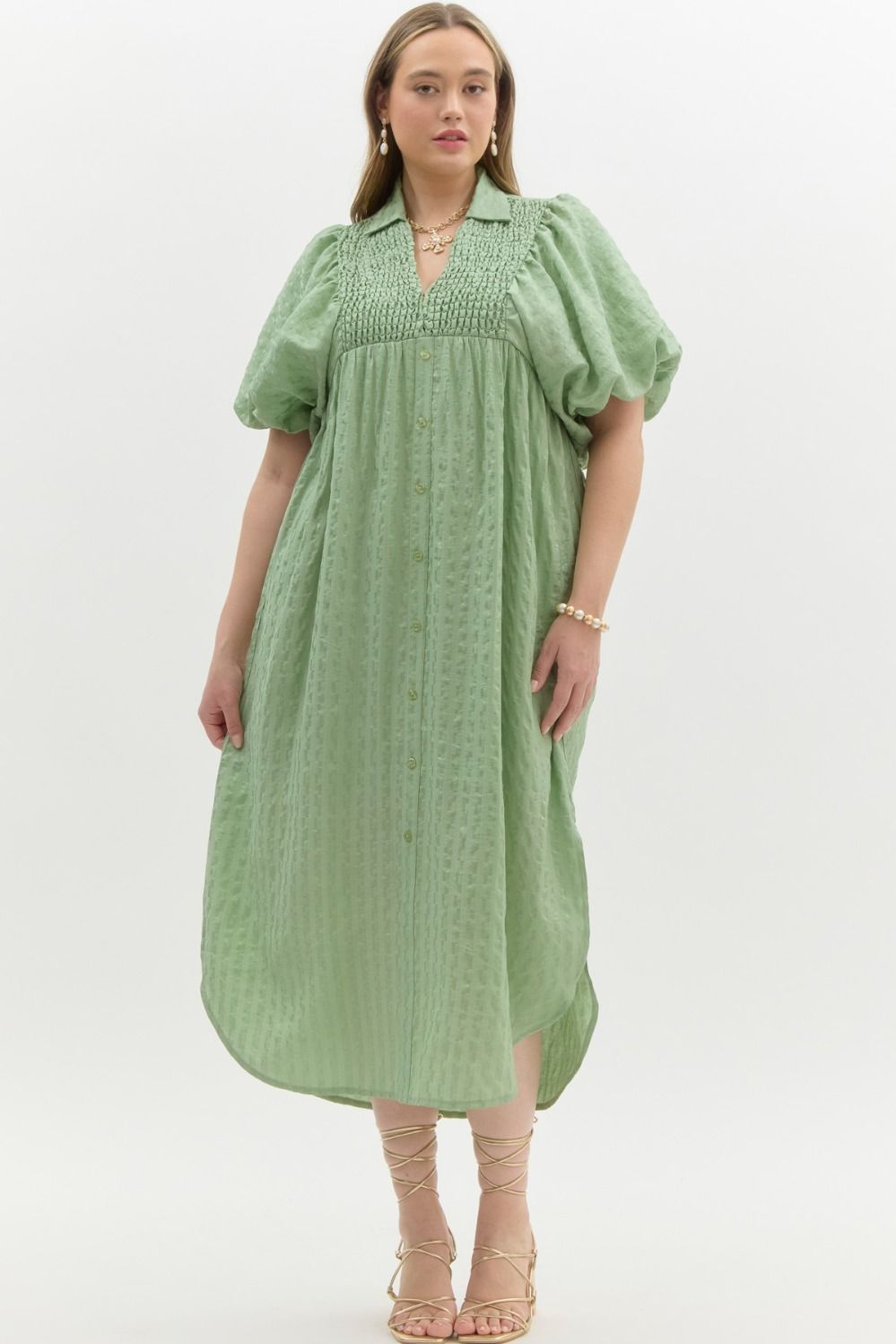 TEXTURED MIDI DRESS