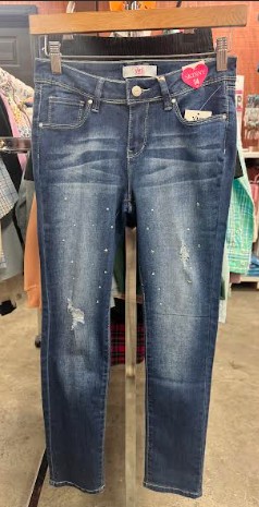 STUDDED GIRLS SKINNY JEAN SZ14