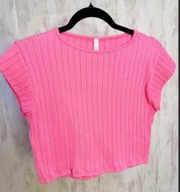 PINK RIBBED KNIT TOP YL