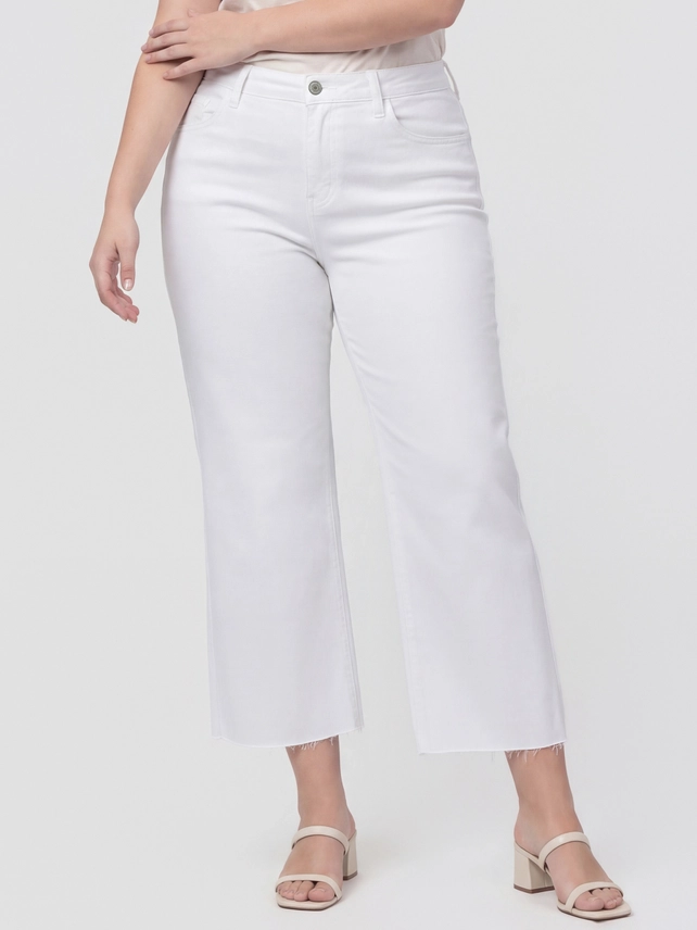 WHITE HIRISE CROP WIDE LEG JEAN