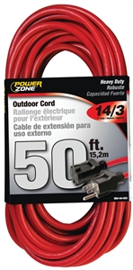 RED EXTENSION CORD 125V 50FT