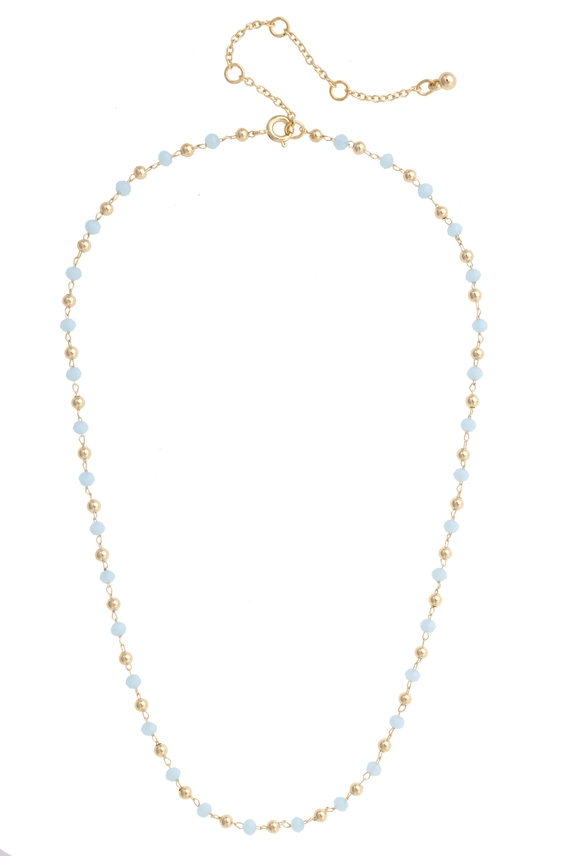 CELINE BEADED LT BLUE NECKLACE