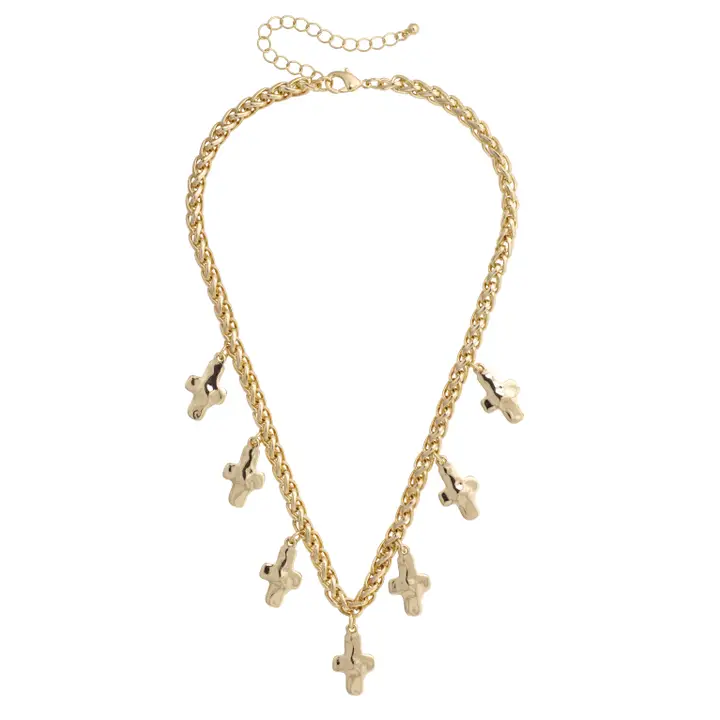 DEMI HAMMERED CROSS NECKLACE