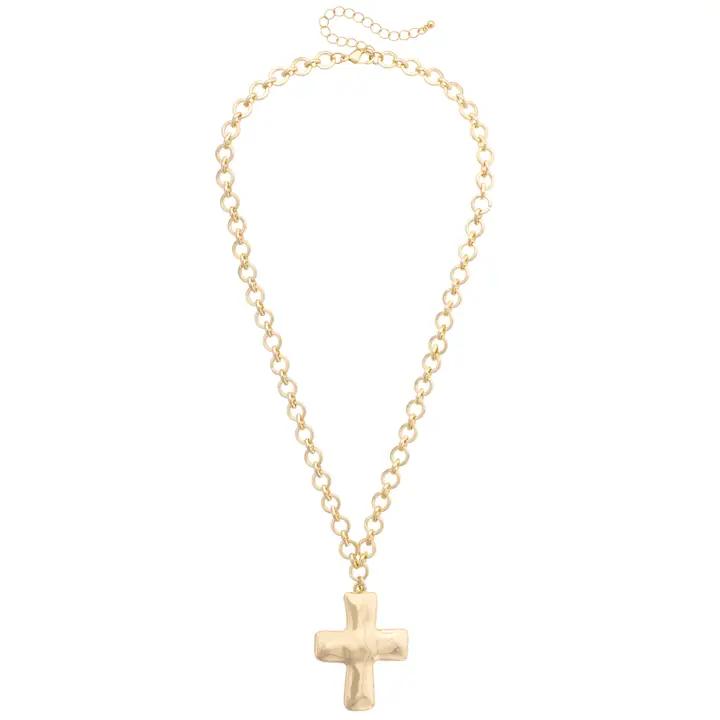 CICI HAMMERED CROSS NECKLACE