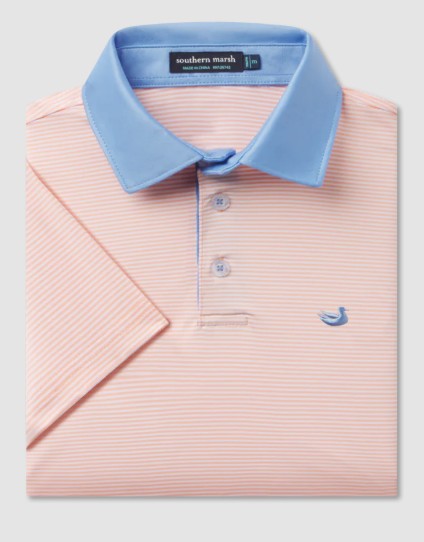 Y PEACH & WHITE BERMUDA POLO