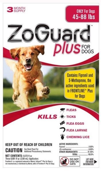 ZOGUARD PLUS DOGS 45-88LB 3PCK