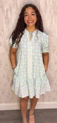 BLUE NATALIA MOSAIC DRESS